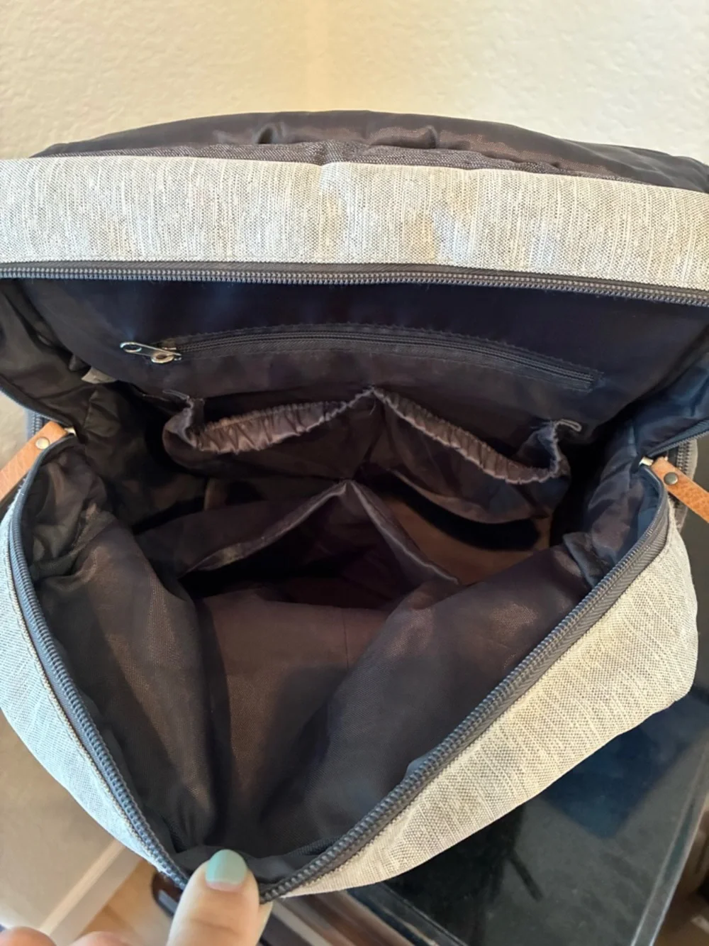Eddie Bauer First Adventure Diaper Bag Backpack Gray/Tan Unisex Travel Bag